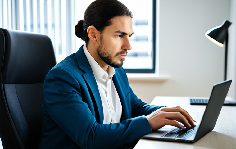A focused professional, gender-neutral, in a modern, well-lit home office, looking intently at a laptop screen. The person is dressed in a modest business suit, fully clothed, and appears to be concentrating on information displayed on the screen, possibly results or official data. The background is blurred slightly, emphasizing the subject and the screen. safe for work, appropriate content, professional dress, perfect anatomy, correct proportions, natural pose, well-formed hands, proper finger count, natural body proportions, professional photography, high resolution, natural lighting, realistic.