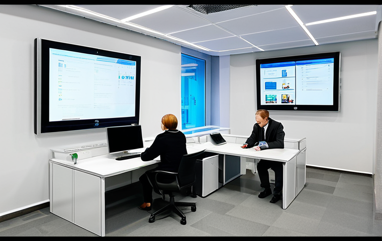Modernized Public Service Office**
"A bright, modern public service office in Moscow, Russia. Citizens are interacting with friendly, professional staff at computer kiosks. The office is clean and efficient, featuring digital displays and comfortable seating. Everyone is fully clothed in appropriate attire. Safe for work, appropriate content, professional setting, perfect anatomy, natural proportions, family-friendly."
**