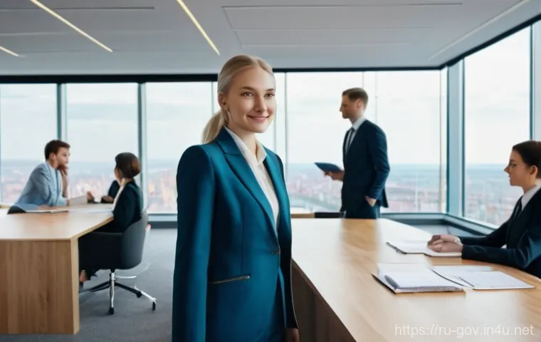 공무원 시험과 관련된 지역 특화 정보 - **Prompt:** A split image contrasting two distinct scenes of Russian civil service. On the left, a b...