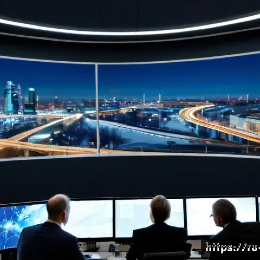공무원 직무와 관련된 트렌드 기술 - Photorealistic municipal operations center in Moscow, diverse Russian civil servants in professional...